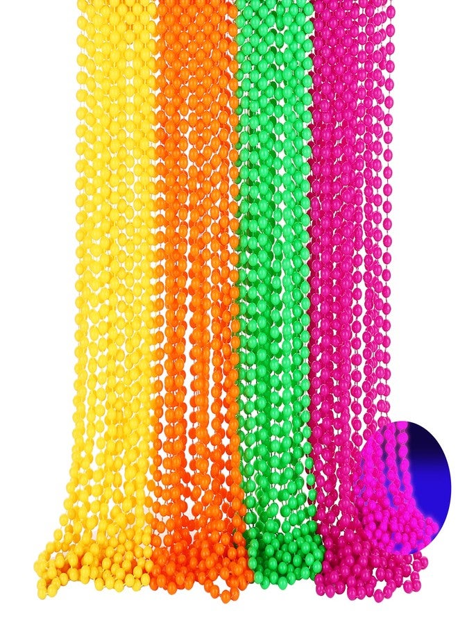 Draupnir 60 PCS Mardi Gras Beads Neon, Glow in the Dark Bead Necklaces, 80s Colorful Party Favor Supplies, Neon Night Accessories for Christmas Carnival Concert Wedding Birthday Decorations - Image 1